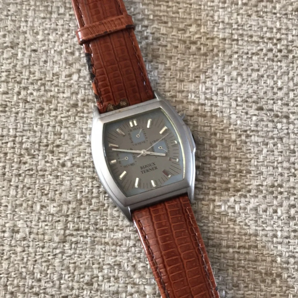 Bijoux Terner Tan/Grey Face Tachymetre Wrist Watch, Men’s